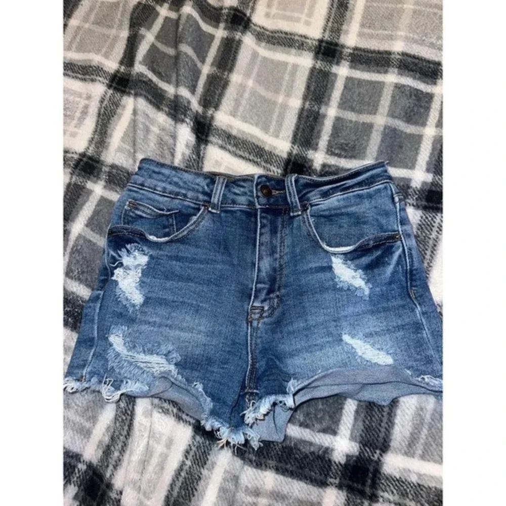 Wax Jean Collection Blue Ripped Jean‎ Shorts Women's Size Small H4